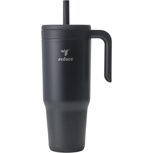 REDUCE Chiller Vacuum Insulated 40 oz Tumbler with Spill-Proof Silicone Straw - Sustainable Tritan Lid with Water Intake Markers - Soft Sit Base Travel Mug - Dishwasher Safe - Phantom