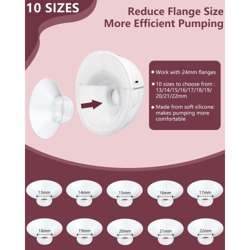 4PC Flange Insert 22mm Compatible with Momcozy M5/M6/M9/S12 Pro/V1 Pro/V1 Pro Breast Pump, Fit for Eufy/Elvie/Medela/Spectra/Lansinoh/NCVI/Lansinoh/TSRETE with 24mm Flange/Shield Breast Pump
