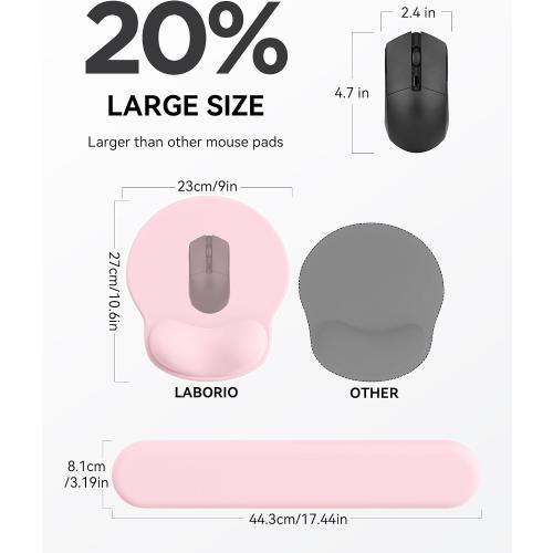 Ergonomic Mouse Pad with Wrist Rest for Desktop(2 Pack, Light Pink)
