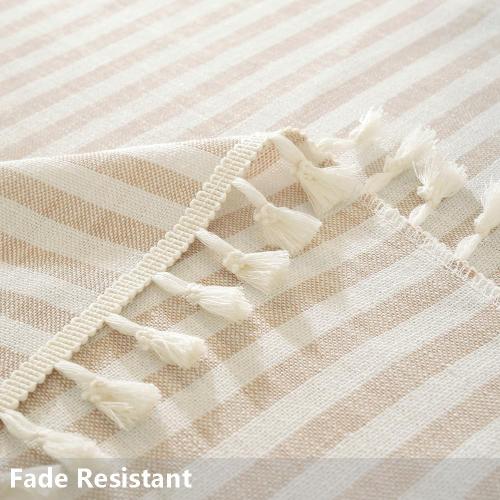 TruDelve Small Round Table Cloth 60 Inch Beige Striped Cloth Tablecloth Boho Fall Round Tablecloths for Outdoor Table Cover (Beige,60,Round)