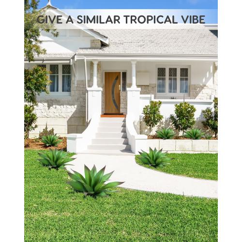 Set of 2 Size 14 Velener Artificial Outdoor Agave Plant - Small Size UV Resistant Fake Agave Plants for Indoor and Outdoor Decor(Purple, 14 Inch)-2 Pack