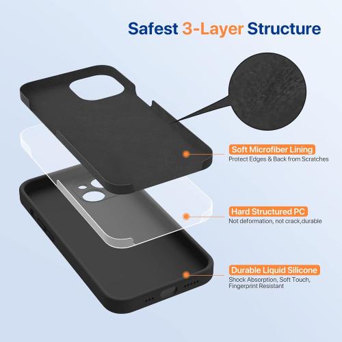 Miracase Silicone for iPhone 14 Case, Black