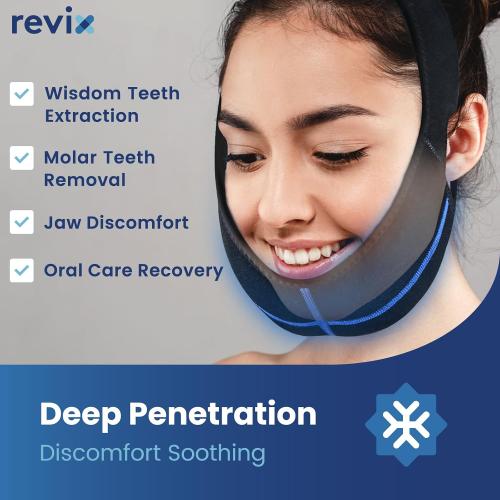REVIX Wisdom Teeth Ice Pack Head Wrap for Face, Jaw & Chin Relief, Black