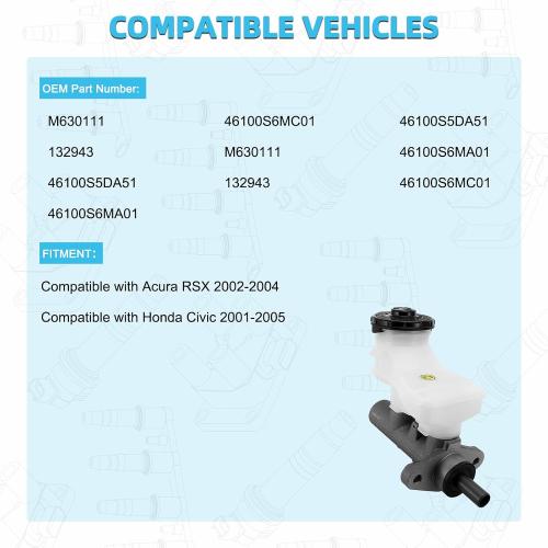 M630111TY Brake Master Cylinder w/Reservoir For For Acura RSX 2002-2004