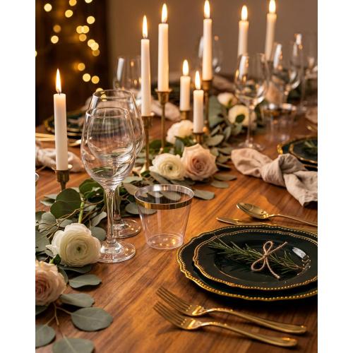Hioasis 100Pcs 9OZ Clear Plastic Cups with Gold Trim