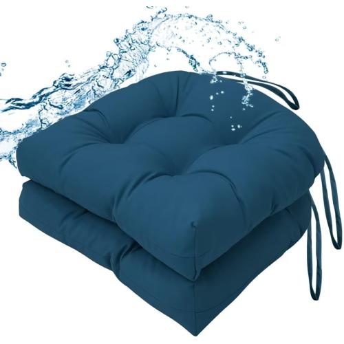 Outdoor Chair Cushions , 19x19 Tufted Outdoor Seat Cushions, Waterproof Patio Furniture Cushions,Navy Blue