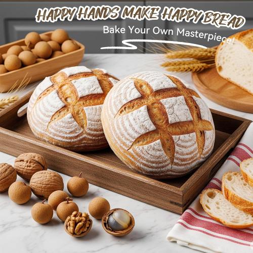 Kikcoin 9 & 10 Banneton Bread Proofing Basket Set, Round Banneton Basket for Sourdough Baking, Baking Supplies with Linen Liner, Bread Lame & Dough Whisk, Sourdough Proofing Tools