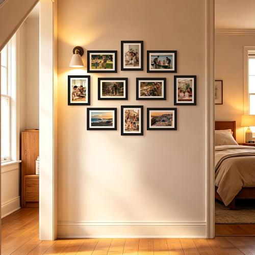 upsimples 5x7 Picture Frame, Photo Collage Wall Decor Set of 10, Black