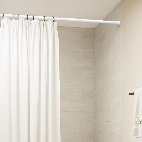 AIZESI 1Pc Spring Tension Curtain Rod, Adjustable 45-77 Inch, White