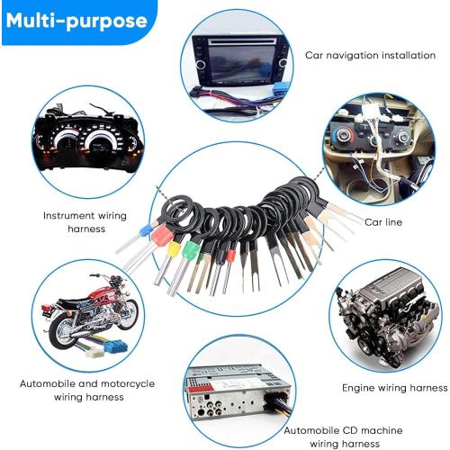 Terminal Pin Removal Tool Kit 20 Pcs Depinning Electrical Connector Pin Extractor Tool Set Wire Terminal Release for Automotive Car Household Devices - Black