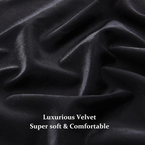 Velvet Black Grommet Blackout Curtains 84 inch Length for Living Room