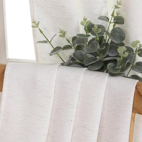 Chyhomenyc Natural Blend Linen Curtains 30 Inch Length, 2 Panels