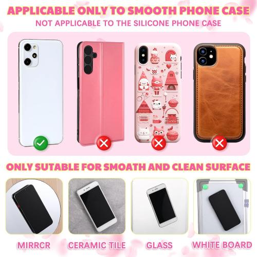 Teenyyou 6 Pcs Heart Suction Phone Grip, Silicone Suction Case,Pink Series