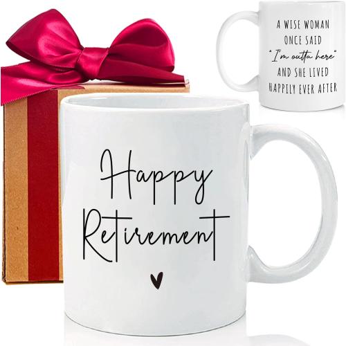Happy Retirement Gift Mug for Women - A Wise Woman Once Said 'I'm Outta Here...Lived Happily Ever After', Retired Gifts for Women Coworker Teacher Nurse Boss Lady -273