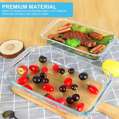 KOMUEE 8 Pieces Glass Baking Dish with Lids, Gray