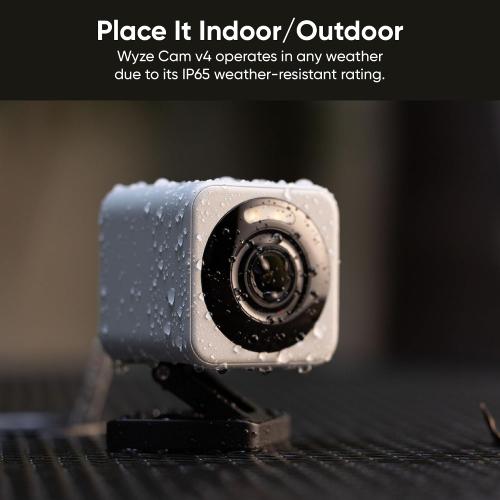 WYZE Cam v4 (Latest Model), 2.5K AI Security Camera, Indoor/Outdoor Cameras for Home Security, Baby Monitor & Pet Camera, Vibrant Color Night Vision, No Subscription Required, Free Expert Help
