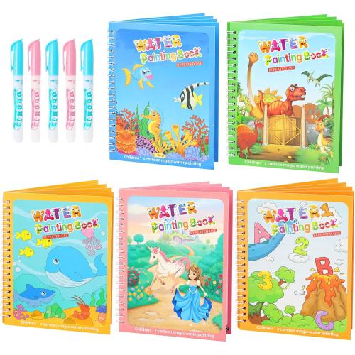 5 Pack Reusable Water Coloring Book for Toddlers