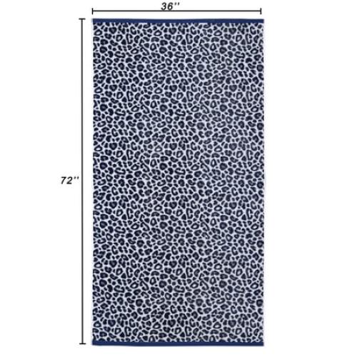 Mainstays Beach Collection Beach Towel, 36 x 72 in, Leopard Blue