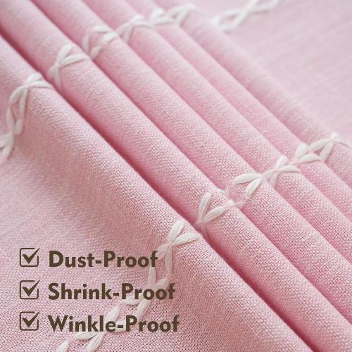 Pink Linen Table Cloth for Rectangle Table Burlap Tablecloth with Tassel Kitchen Dining Room Water Resistant Table Cloths 140x260 Inch
