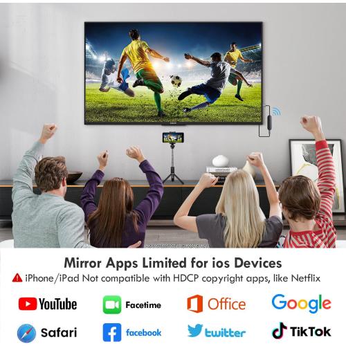 4K 1080P Wireless HDMI Display Adapter, WiFi Streaming Movies, Shows Receiver for i-Phone, i-Pad, Android, Tablet, Laptop, Window to HDTV/Monitor/Projector, Compatible Miracast, Air Play, DLNA