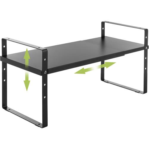 Across-Star Expandable Cabinet Shelf Organizer Rack, Stackable Kitchen Counter Storage Shelves Stand, Adjustable Height Pantry Shelf Spice Rack (Black, 1 Pack)
