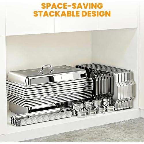 4 Pack Chafing Dishes for Buffet 9QT, Chafing Dish Buffet Set Rectangular with 4 Serving Tongs, Full Size Chafing Pan, Buffet Server Warmer Parties New Year, Chafers and Buffets Warmers Sets