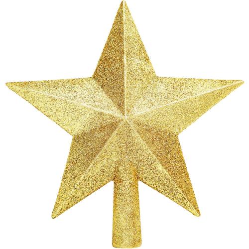 Glitter Christmas Star Tree Topper for Holiday Decorations, Christmas Tree Decoration for Holiday Ornament and Home Decor, Shatterproof Tree Toppers for Party Indoor ＆ Outdoor-Gold 4 inch