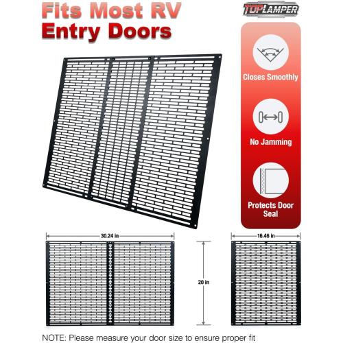 RV Screen Door Protector Heavy Duty Camper Screen Door Guard w/Screw Mount Powder-Coated Pet-Resistant Mesh Prevents Dogs Scratching, Screen Protector for RV Entry Doors (Patent Design)