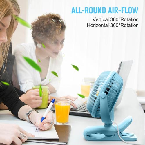 BESKAR USB Clip on Fan, Portable Small Desk Fan with Cord Powered