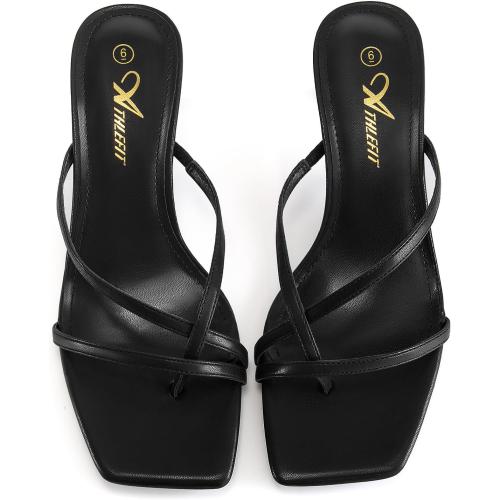 Athlefit Women's Strappy Kitten Heels Fashion Flip Flop Thong Low Heels Size 8.5