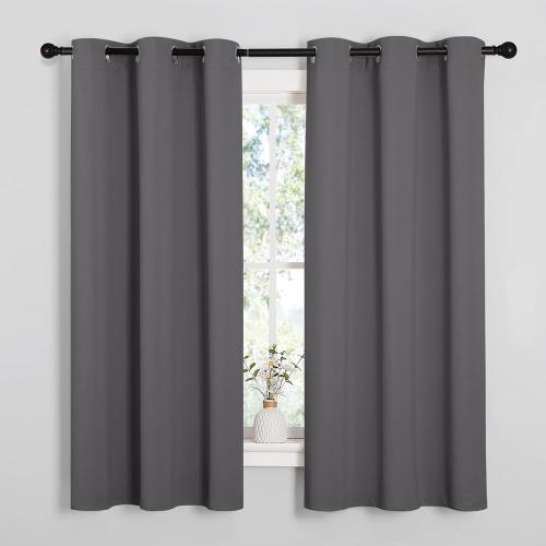 NICETOWN Grey Blackout Curtains for Bedroom 42 Wide x 63 Long 2 Panels