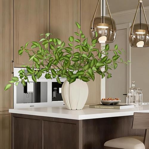 Waipfaru 5PCS Greenery Stems for Vases, 32.7 inch Artificial Eucalyptus Green Fake Leaves Branches, Faux Olive Silk Plants for Centerpieces Vase Filler Home Kitchen Decor
