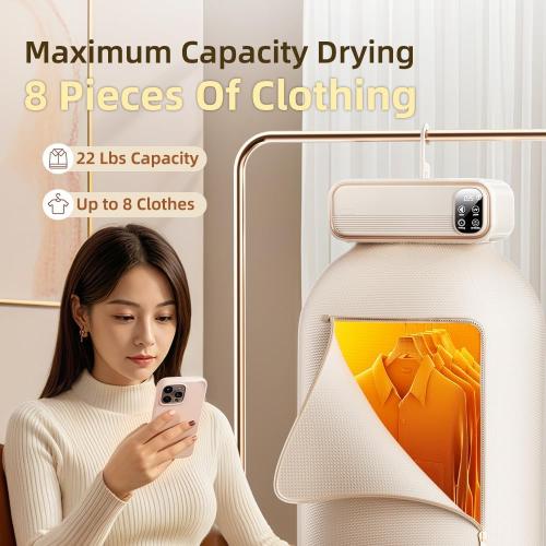 Portable Clothes Dryer, Mini Laundry Dryers with Remote Control, Portable Dryer for Apartments, RVs, Hotels, Small Spaces, Great for drying underwear, socks, swimwear for travel, no wrinkles