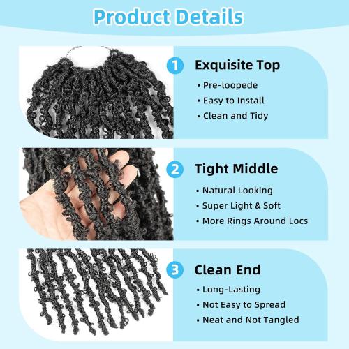 Superlight Butterfly Locs Crochet Hair 12 Inch 6 Packs Color Natural Black