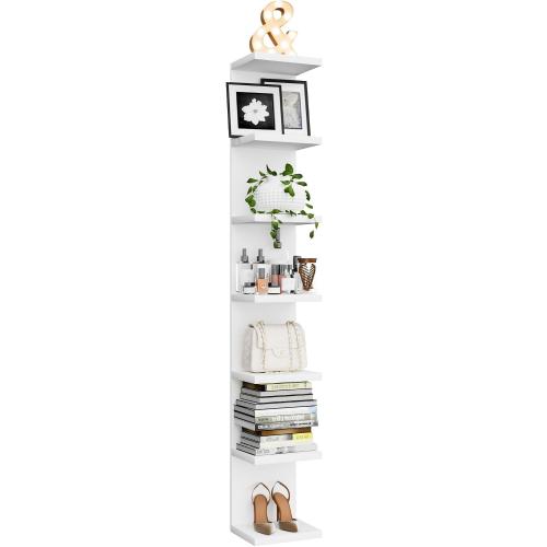 7 Tier Wall Shelf, Versatile Wall Mounted Lack Shlef Floating Shelf White | Wall shelves for bedroom, Storage Home Display for Living Room,Office Decor, Tall Long Shelf for Book,Shoe,Vanity
