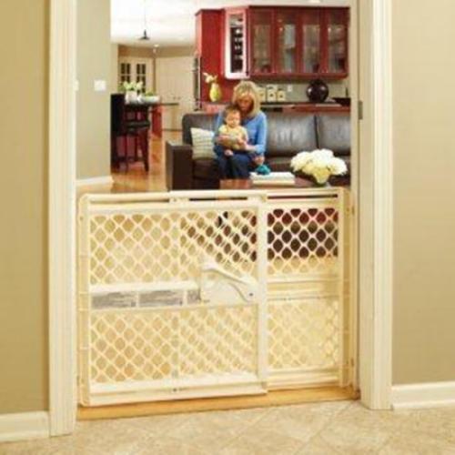 Toddleroo by North States 42” Wide Supergate Ergo Baby Gate, Made in USA: for doorways or stairways. Includes Wall Cups. Pressure or Hardware Mount. 26” - 42” Wide (26 Tall, Ivory) (B0065ADP4C)