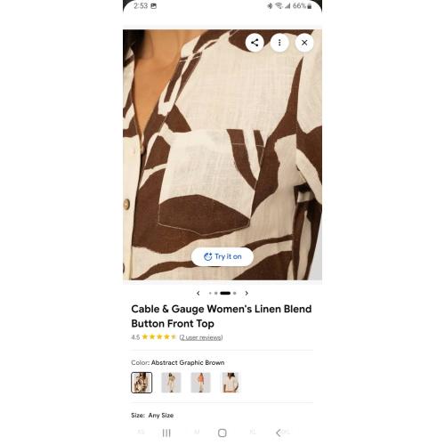 XL Cable & Gauge Women's Linen Blend Button Front Top