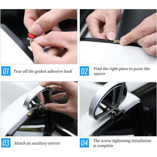 Mandark 2PCS 5.71 Inch Rectangular Convex Blind Spot Mirrors, Black