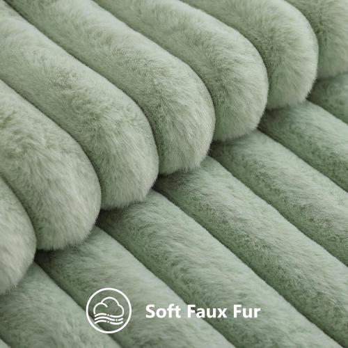 decorUhome Fall Faux Fur Throw Pillow Covers 18x18 Set of 2 Sage Green