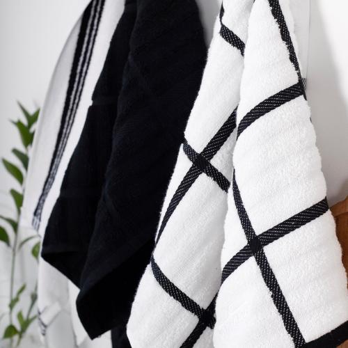 2pk All-Clad Checked Kitchen Towel: Highly Absorbent, Super Soft Long Lasting - 100% Cotton, 17x30 Tea Towel for Cleaning & Drying Dishes, Pans, Glassware, or Countertops, , Black