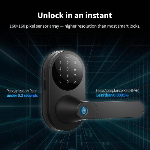 Aqara Smart Lock with Handle U300, Apple Home Key, Smart Lever Lock, Black