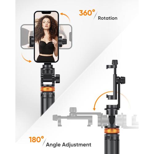 EUCOS 62 Phone Tripod, Tripod for iPhone & Selfie Stick with Remote, Extendable Cell Phone Stand & Ultimate Phone Holder, Solidest Phone Stand Compatible with iPhone/Android