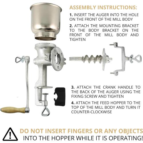 Handheld Iron Grain Mill - Manual Mill Food Grinder Hand Crack Corn Grinder Crank Grains Oats Corn Wheat Coffee Nuts Malt Mill Hand Operated Corn Grinder with High Hopper