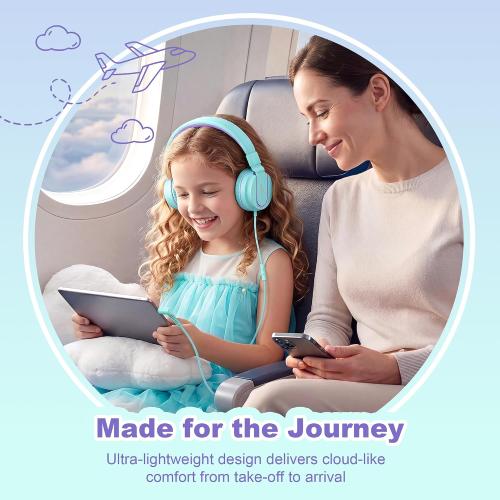AILIHEN I35 Kids Headphones for School with Mic, 93dB Volume, Green Purple