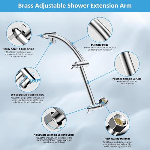 Hibbent All Metal 10'' Rain Shower Head with 16'' Extension Arm, Chrome