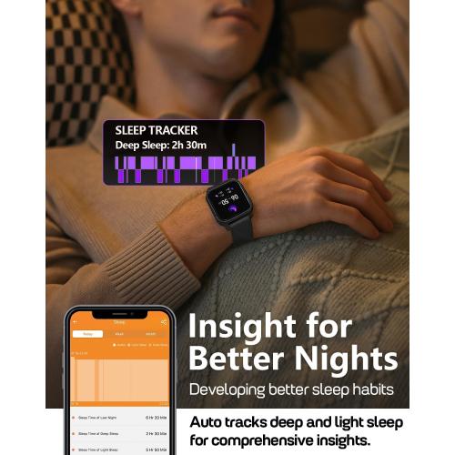 MorePro Fitness Tracker with 24/7 Heart Rate & Blood Pressure Monitor, Blood Oxygen & Sleep Tracker, Smart Watch with Step Calorie Counter, IP68 Waterproof Activity Tracker for Women Men Android iOS