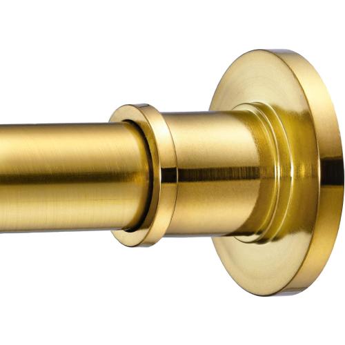 BRIOFOX Industrial Shower Curtain Rod - Rustproof Non-Slip 43-72 Inches Tension Curtain Rod for Window or Bathroom, Light Gold