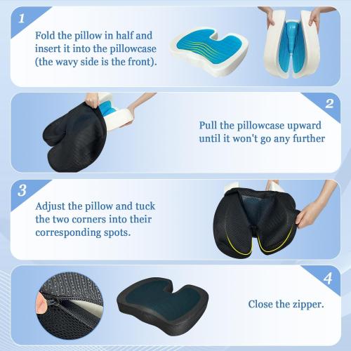 Office Chair Seat Cushion Cover Fit Everlasting Comfort, ComfiLife Coccyx Cushion- Sciatica Tailbone Back Pain Relief Butt Pillow Case for U-Shaped Gel & Memory Pad Replacement Cover(Only Pillowcase)