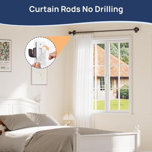 ENJOYBASICS Curtain Rods No Drilling for Renter, 28-60 Adjustable, Bronze
