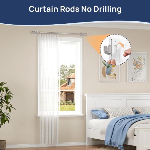 ENJOYBASICS Curtain Rods No Drilling for Renter, 28-47 Adjustable, Nickel